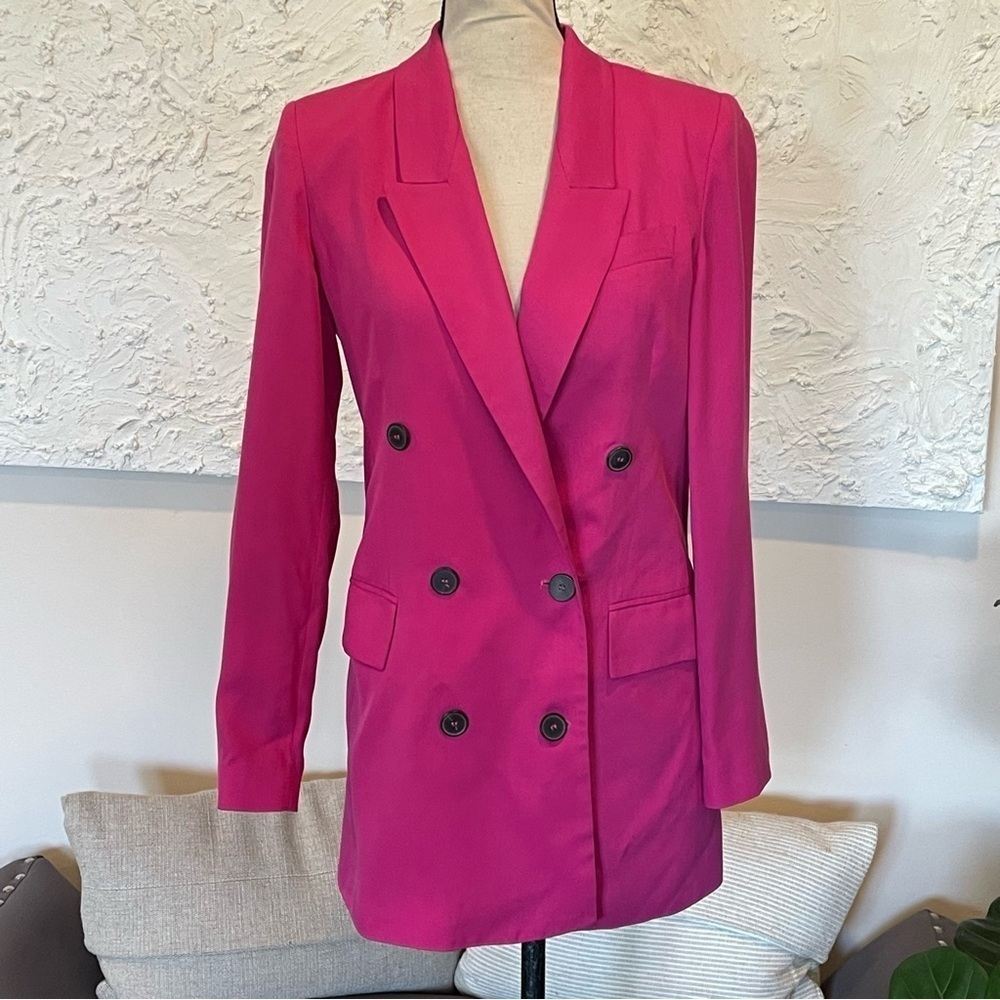 Zara Blazer Womens Pink Double Breasted Lined Sz XS